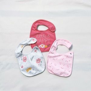 5/$18 NEW Child of Mine made by Carter’s Baby Girls 3-Pack Cotton Bibs Raspberry
